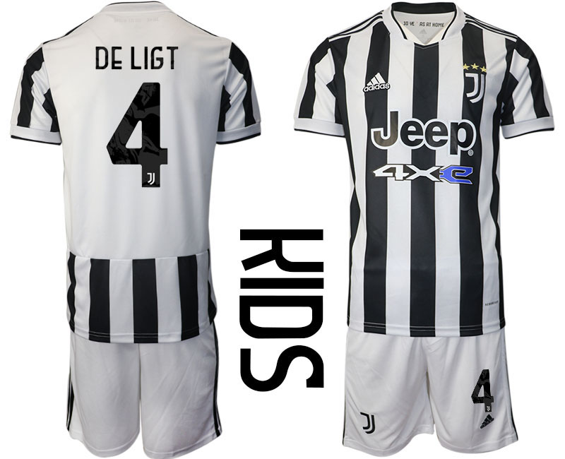 Youth 2021-2022 Club Juventus home white #4 Adidas Soccer Jersey->barcelona jersey->Soccer Club Jersey